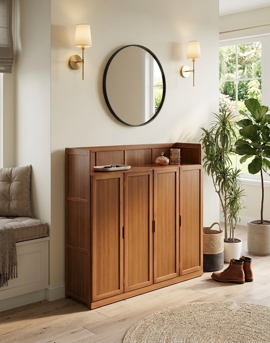 7 Layer Bamboo Shoe Cabinet with Top Shelf