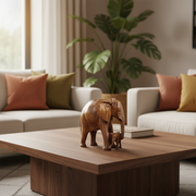 32cm wooden elephant and calf carving african wildlife decor family elephant statue