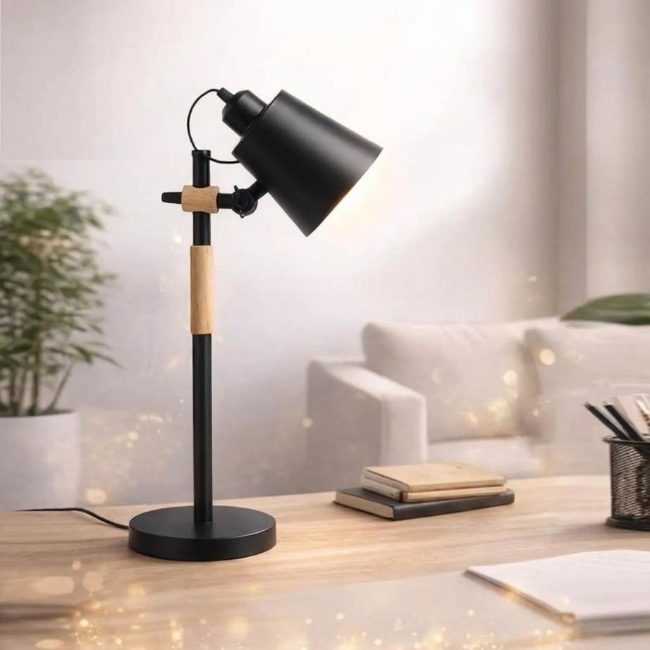 Partiam Modern Nordic Wood And Metal Desk Lamp