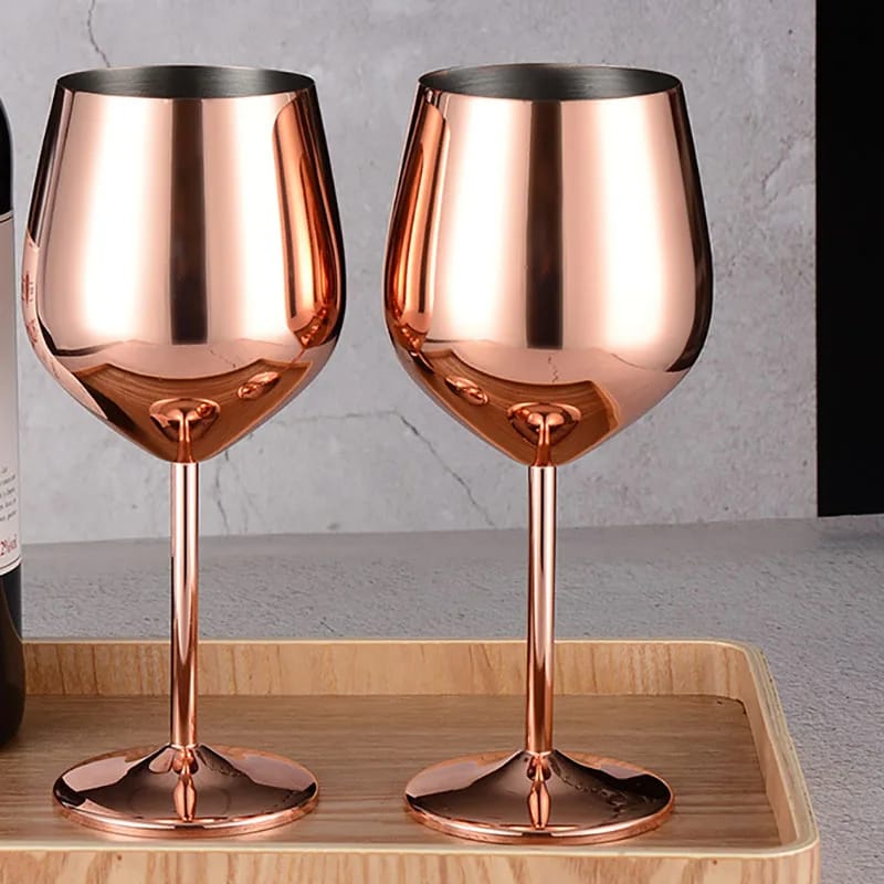 Set of two stainless steel goblets in assorted elegant colours