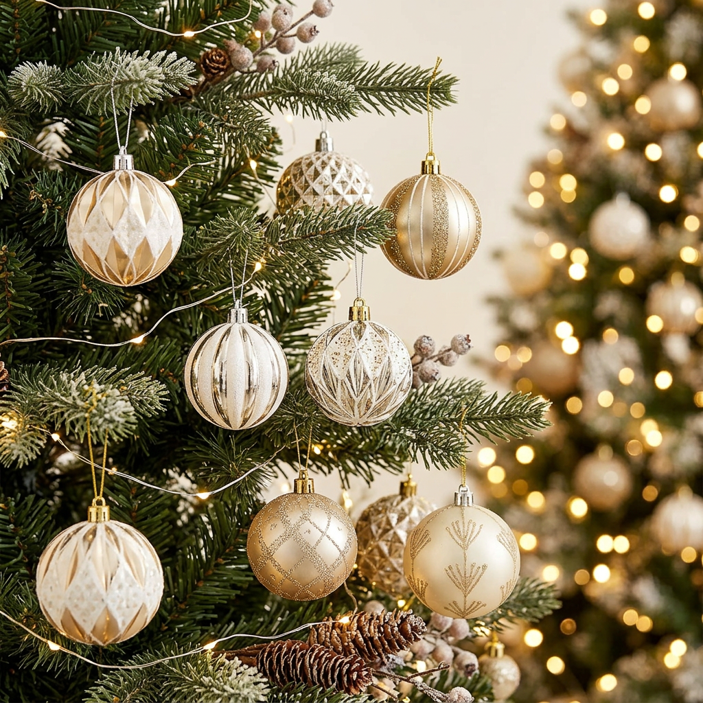 24 Piece 6cm Christmas Baubles Set with Assorted Finishes