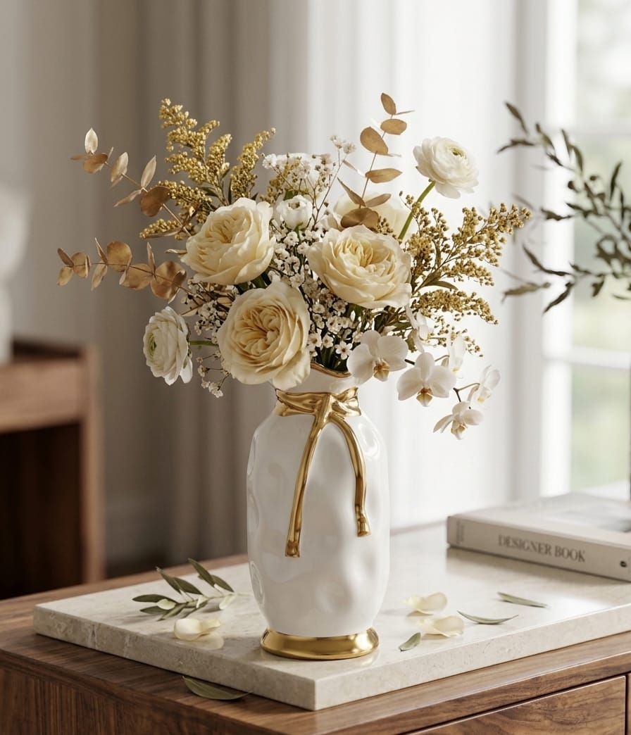 Ceramic Vase With Gold