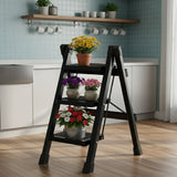 3-Step Black Foldable Ladder