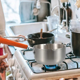 Stainless Steel Nonstick Saucepan With Wooden Handle