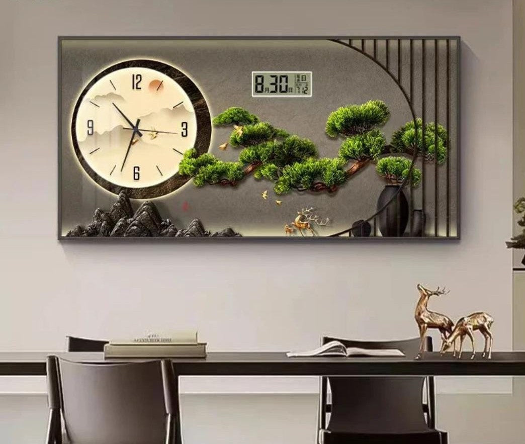Silent decorative wall clock with built in calendar display for home or office use