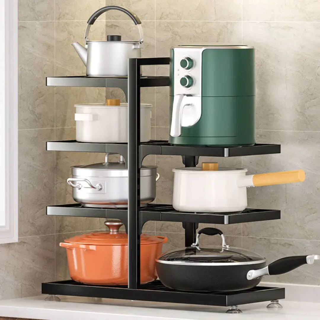 Multilayer Metallic Pot Storage Rack 3/4 Shelves