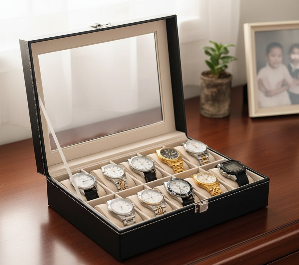10-Slot Watch Organizer Storage Box