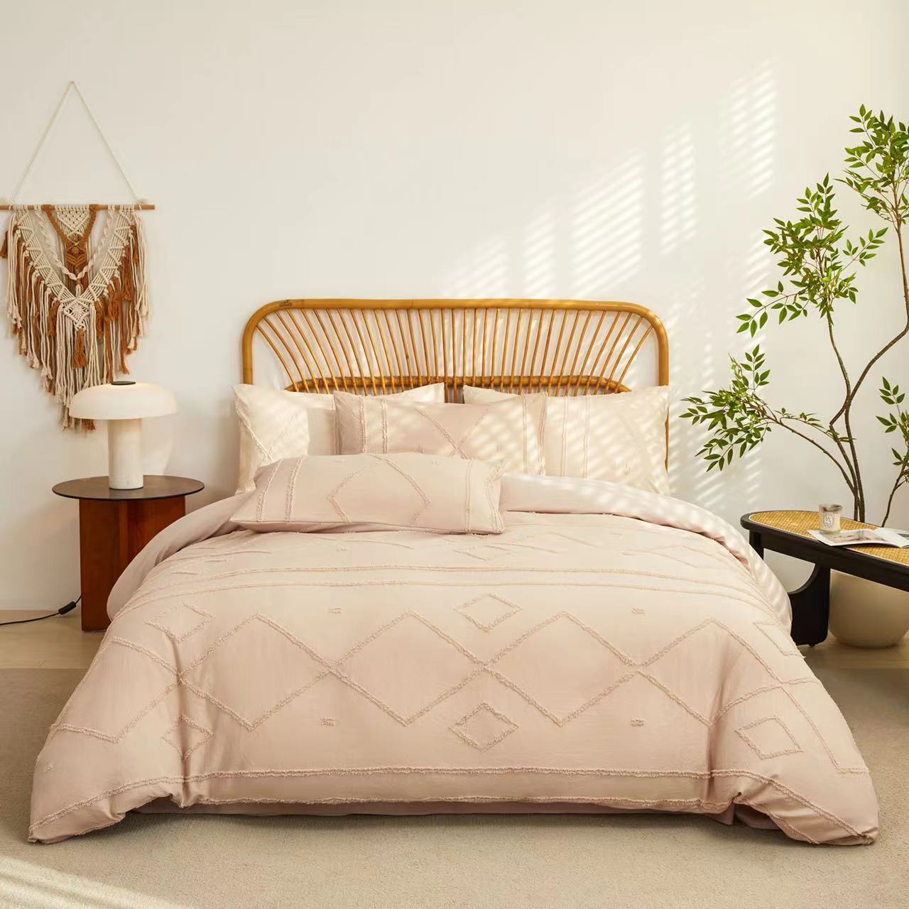 6x7 tufted duvet cover set including sheet and two pillowcases