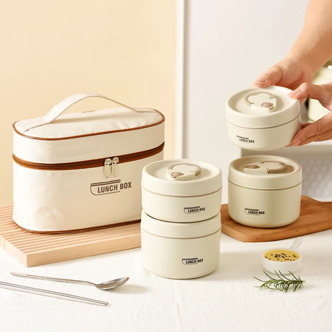 4-in-1 Lunch Box Set with Bag & Cutlery