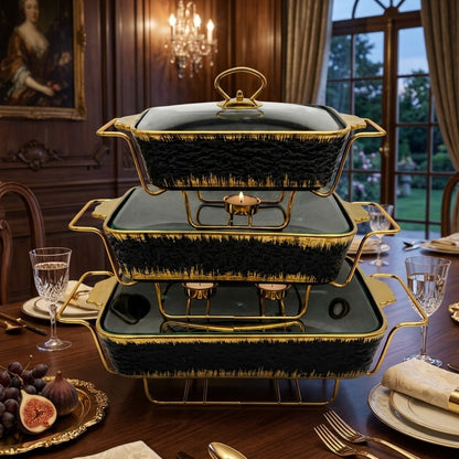 3Pcs Ceramic Chafing Dish Set