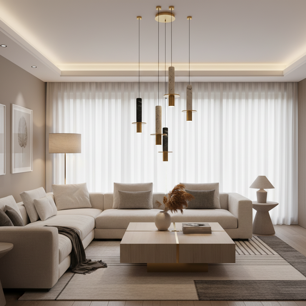 Hanging ceiling lamp for living room lighting.