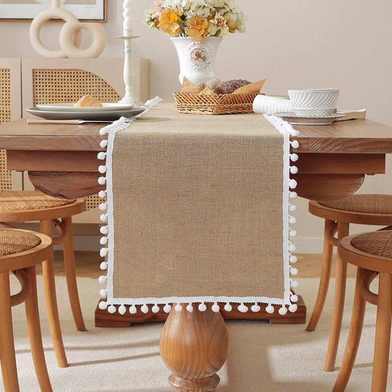 Natural Burlap Linen Woven Table Runner 30 × 275 cm