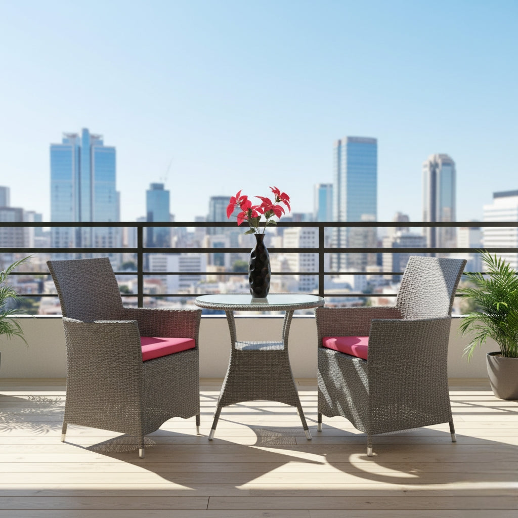 2-seater outdoor balcony set with cushions sold separately