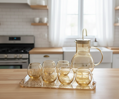 8-Piece Gold Water Set With 2L Jug And Tray