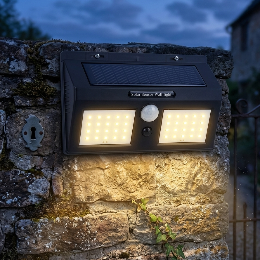 Solar Power Motion Sensor Wall Light Waterproof Outdoor Lamp