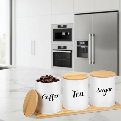 3 Piece Airtight Canister Set With Bamboo Lid