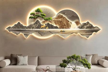 3D LED Landscape Wall Art with Mountains and Waterfall