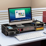 Desktop Bamboo Monitor Stand Riser with Desk Storage Organizer