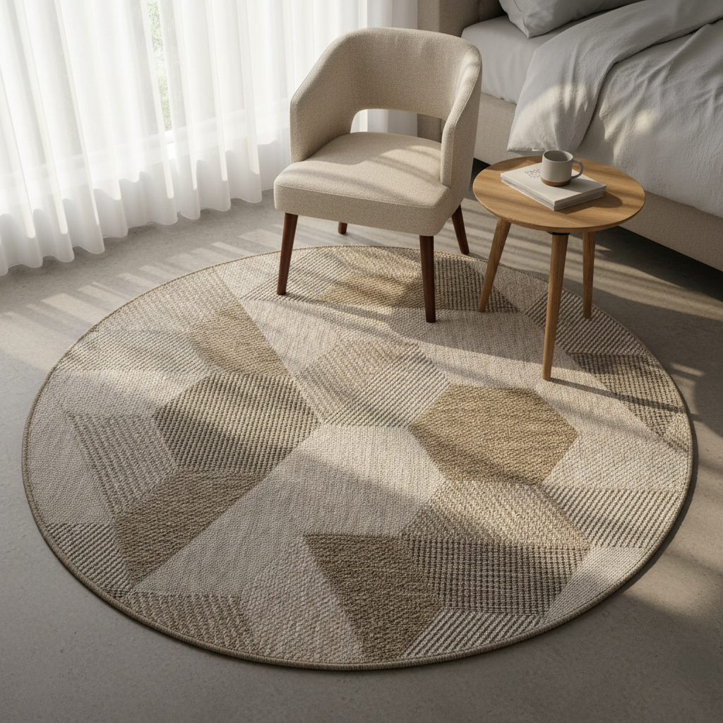 Oriental Weavers Oria Round Geometric Low-Pile Flat Finish Weave Rug KBORIE214