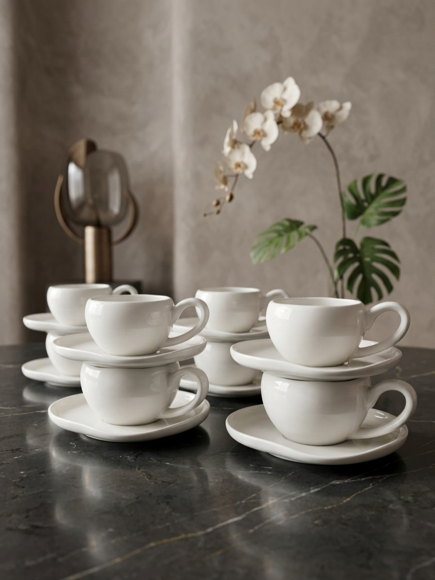 12 Piece Porcelain Cup And Saucer Set 200ml