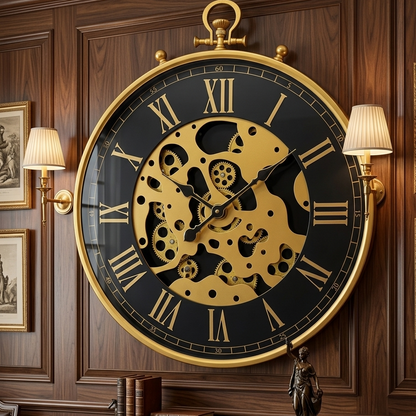 60cm Golden Vintage Gear Wall Clock