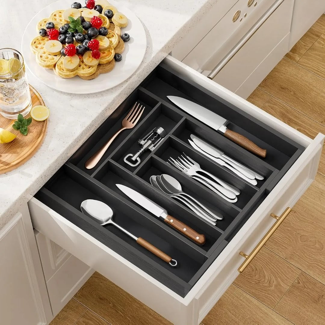 Multifunctional Bamboo Drawer Organizer