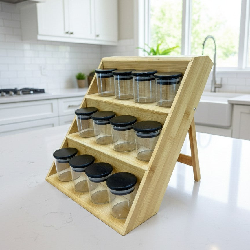 3-Tier Spice Rack With 12 Matching Jars