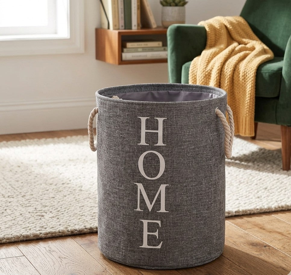 Round Cotton Linen Laundry Basket