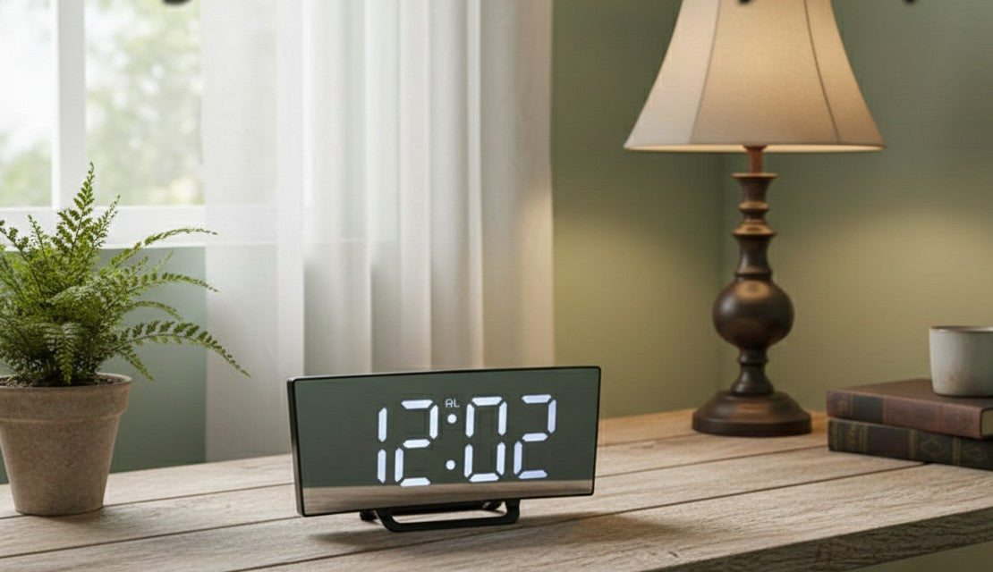 LED Bedside Alarm Clock with Curved Screen