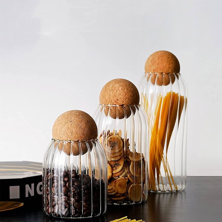 3Pc Glass Spice Jar Set with Bamboo Lids