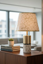European minimalist table lamp with a marble-patterned lampshade measuring 50 × 30 cm for elegant home and hotel décor.