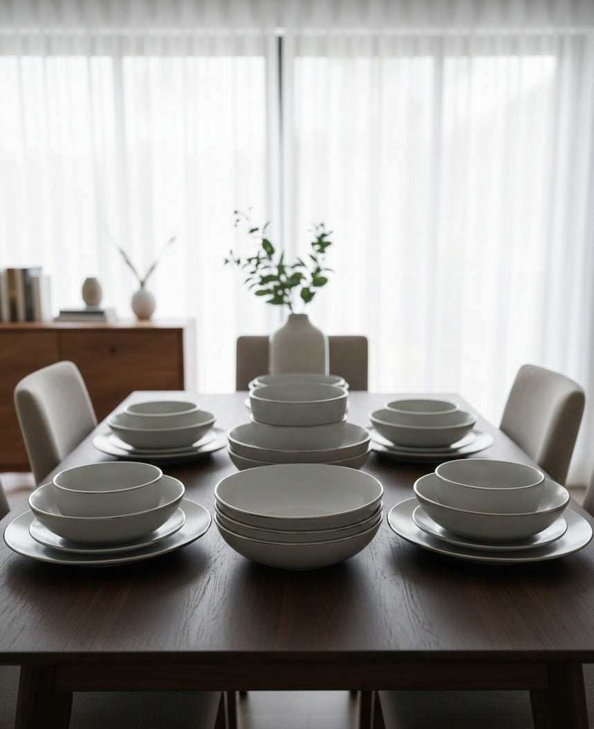 16-Piece Gritted Grey Dinner Set
