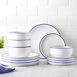 12pc Blue Rimmed Dinner Set