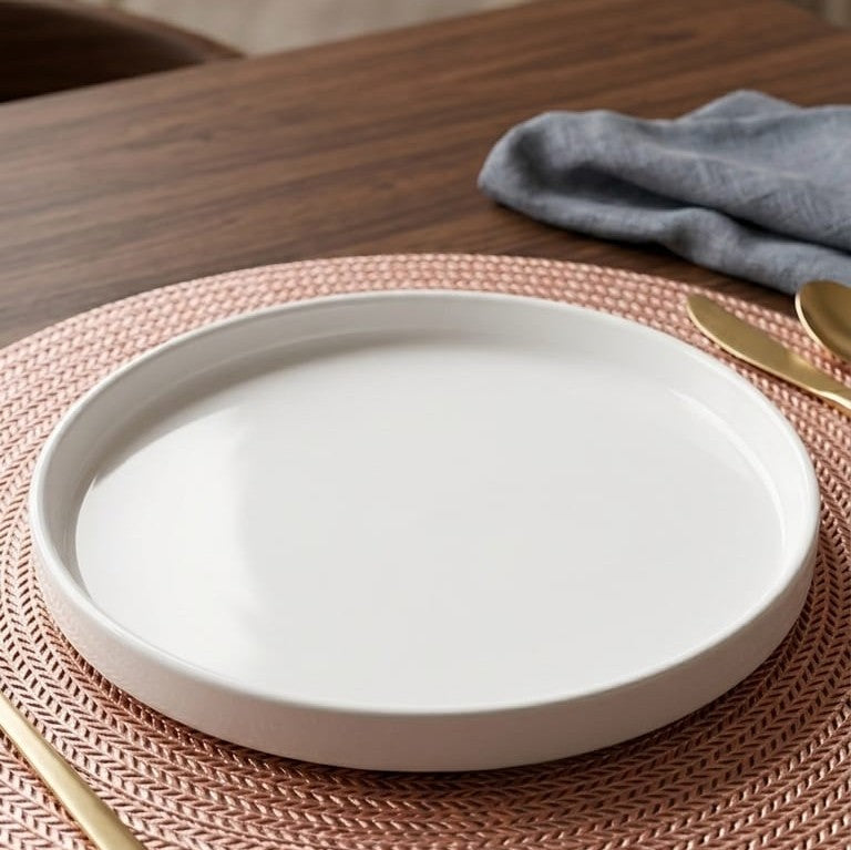 6Pcs Ceramic Round Platter 10.5 Inch White