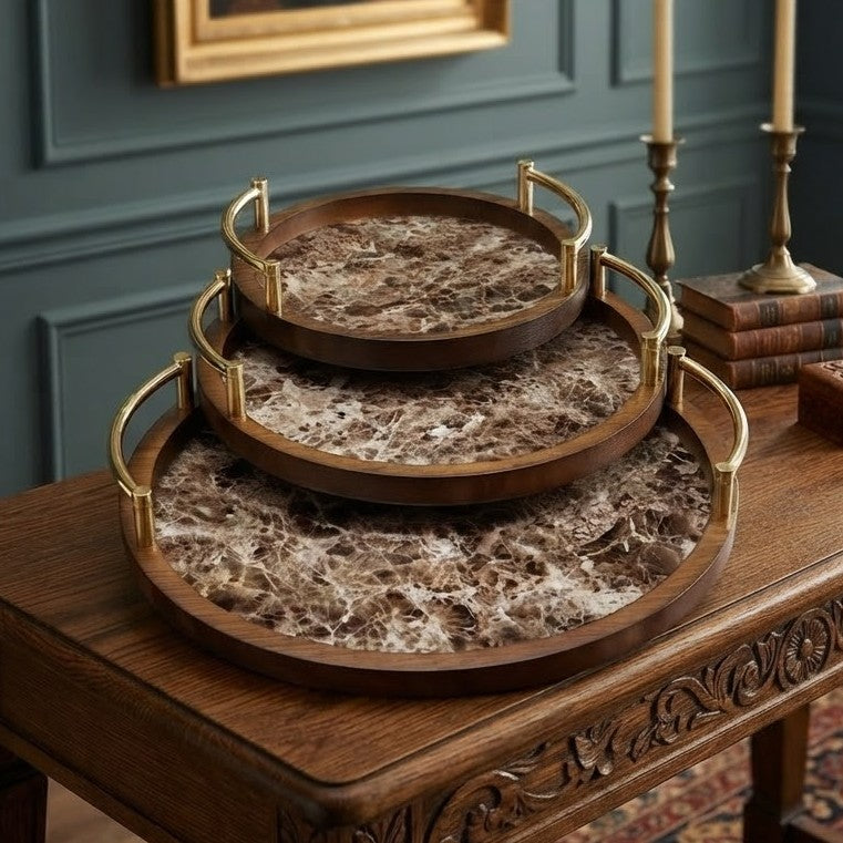 3Piece Bamboo Nesting Serving Tray Set