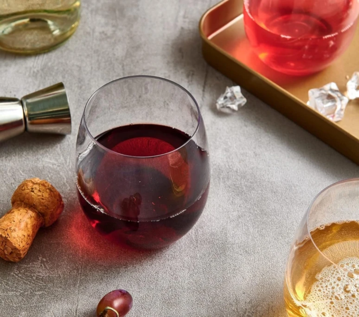 Set of 6 stemless wine glasses