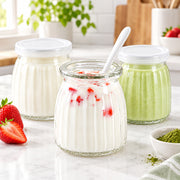 4 piece 200ml heat resistant glass overnight oats prep jars with leak proof design