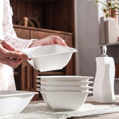 6cps Shapely Ceramic Bowl Set with Lines Design