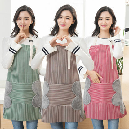Kitchen Apron With Hand Wipe Pockets