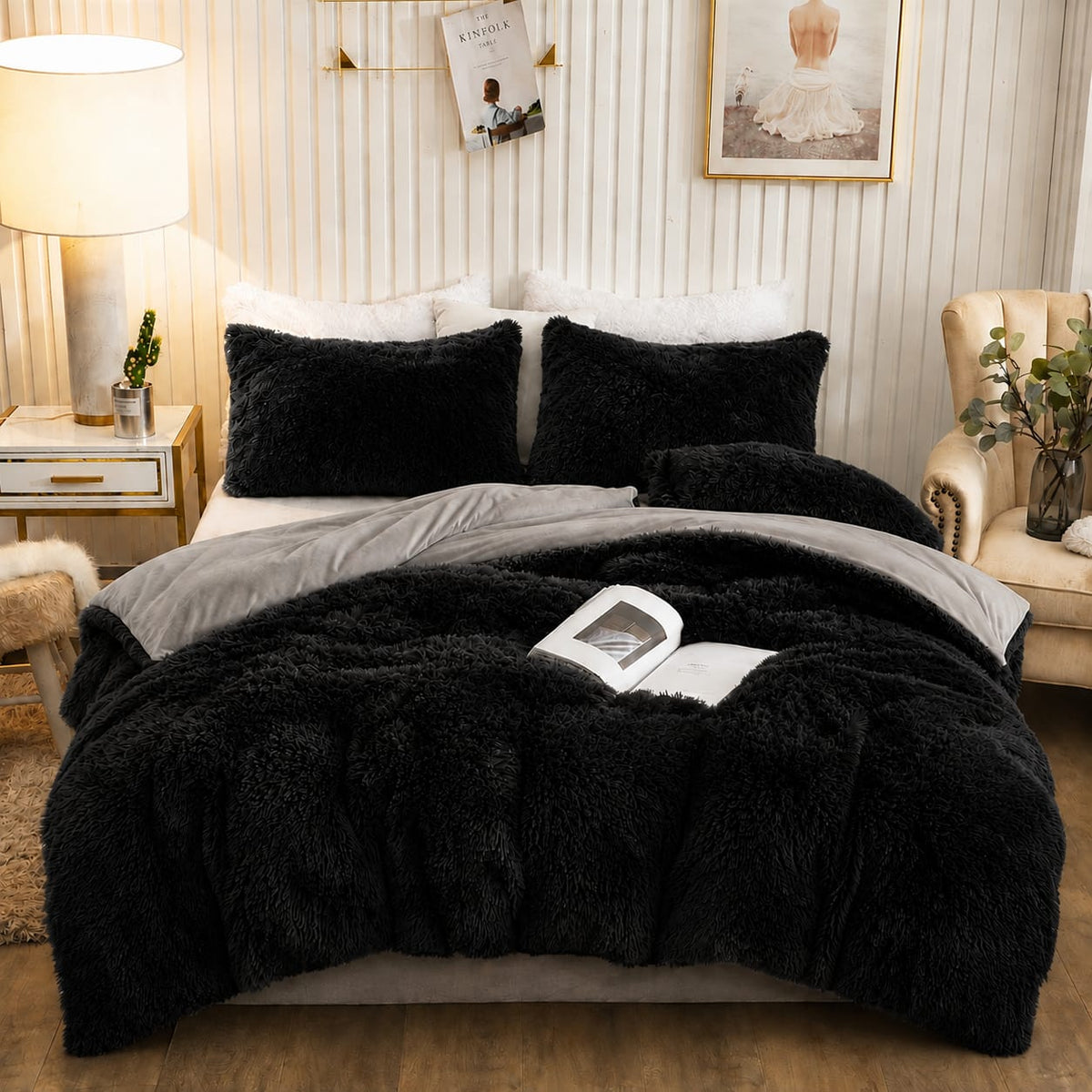 6Pc Plush Fluffy Duvet Bedding Set 6 × 7 ft