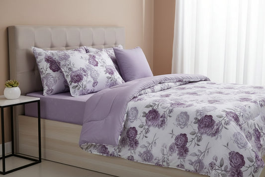 Binded duvet set 6x7 with bedsheet and two pillowcases non shrink and non fading fabric
