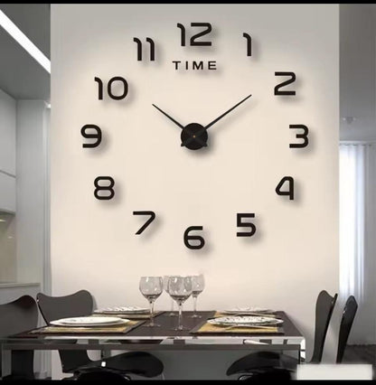 DIY acrylic wall clock with modern sticker design.