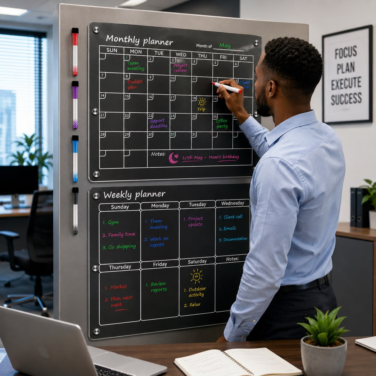 2Pc Magnetic Weekly and Monthly Fridge Planner Set