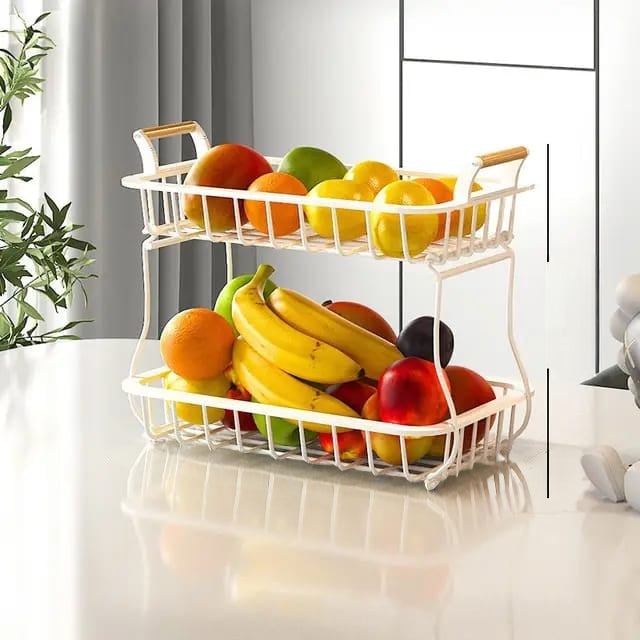 2 Tier Metallic Fruit Basket