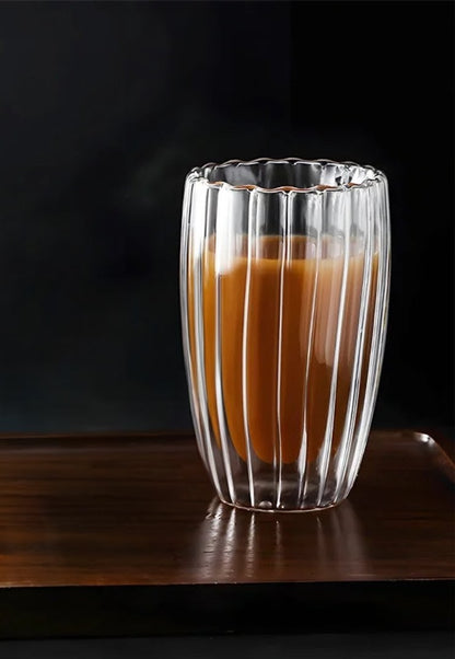 Stripe Double Wall Glass Mug – 450ml