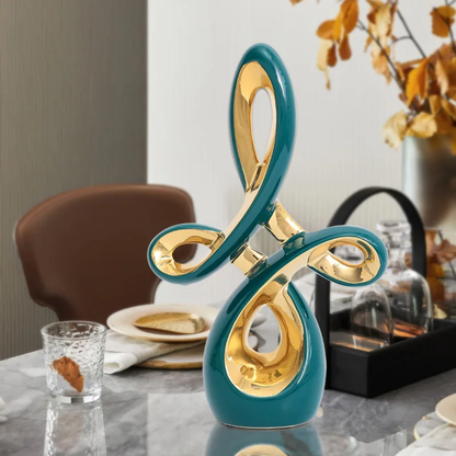 Abstract Ceramic Golden Art Sculptures
