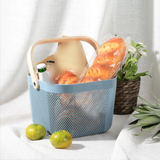 Storage Basket With Mesh & Wooden Handle