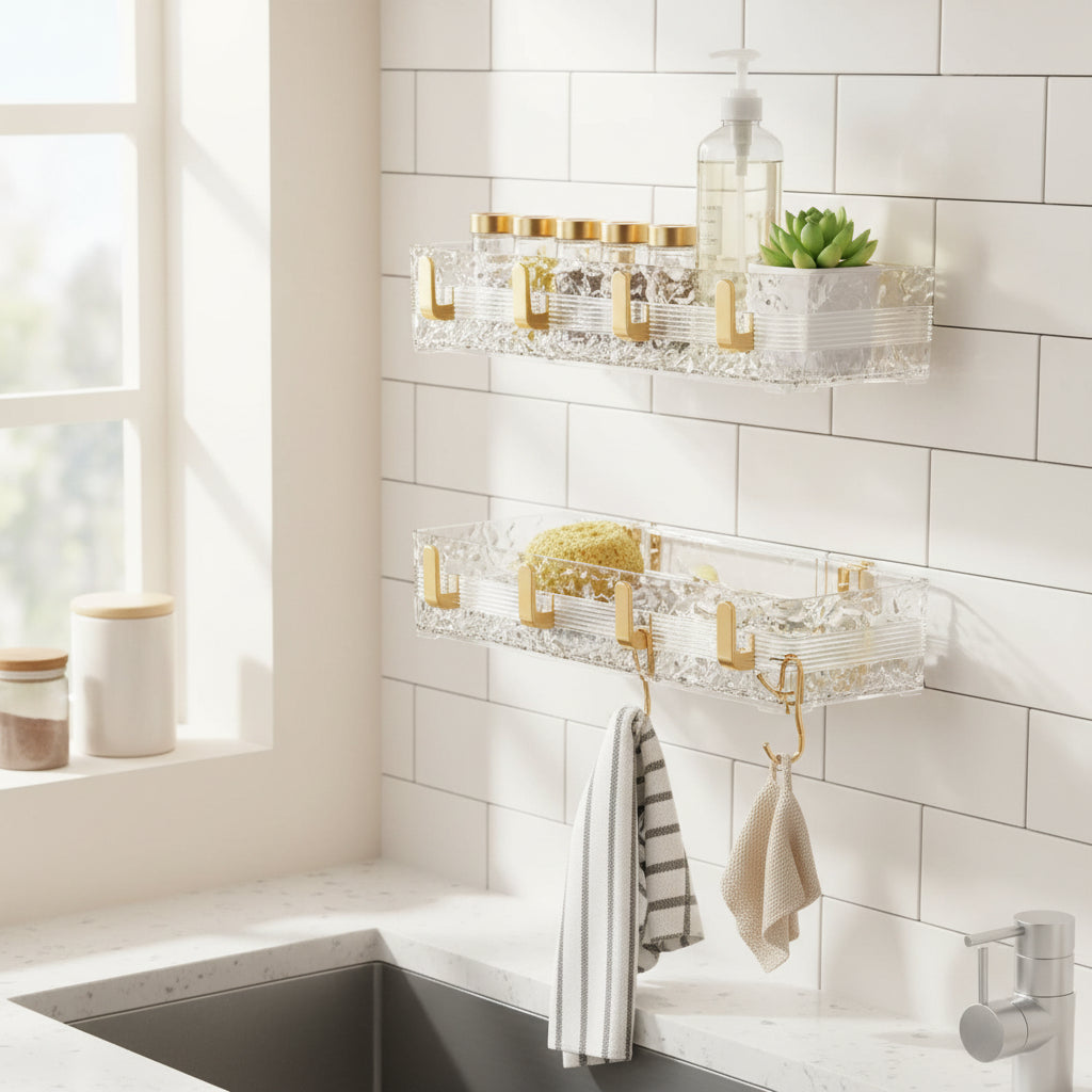 1pc Glacier Pattern Vanity and Storage Rack