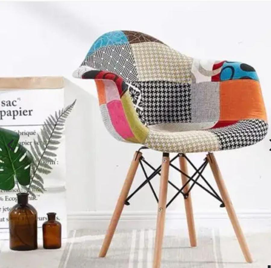 Patchwork bucket Eames chair with spacious seating