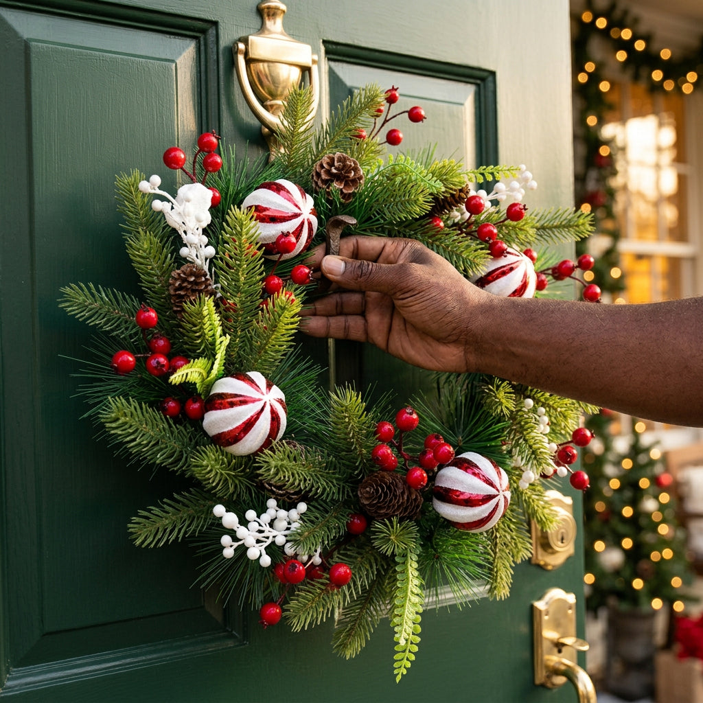 32cm Front Door Christmas Wreath Decoration